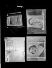 Reshoot: Notice of an Auction from February 8, 1859; Photograph of a Man; Milk Carton; Photograph of a Woman (4 Negatives) 1950s, undated [Sleeve 18, Folder k, Box 21]